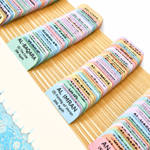 Quran Tabs – 120 Index of 114 Surah in English with Ayah Count + 6 Blank | Islamic Study Tool | Free 99 Names of Allah Bookmark